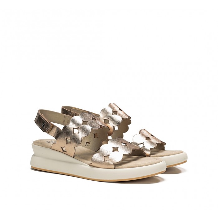Sandalias Cuña Mujer Dorking Slam D9291 Dorado