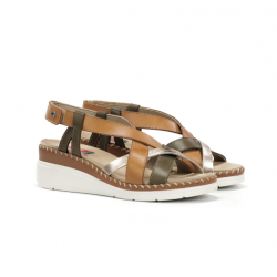 Sandalias Cuña Mujer Dorking Leza F2135 Marrón