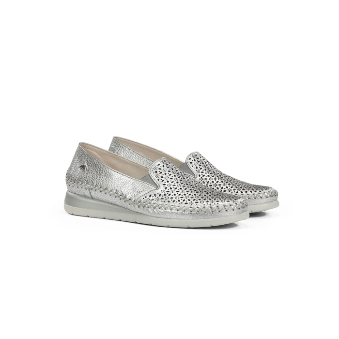 Zapatos Mocasines Mujer Fluchos Sella F2144 Plata